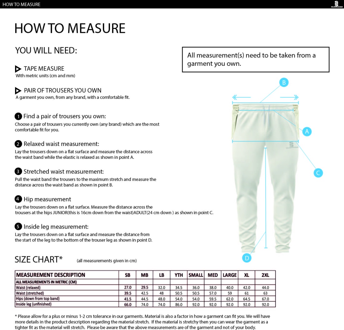 Blade Playing Pant - Navy - Size Guide