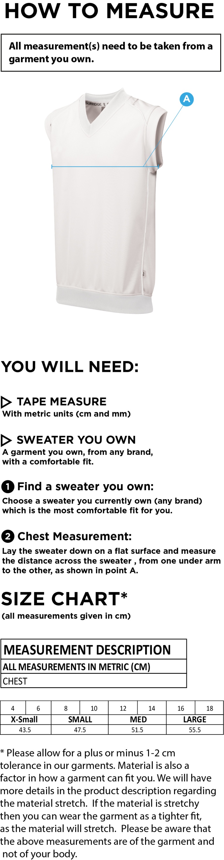 BLAST SLEEVELESS SWEATER - WOMEN'S FIT - Ivory - Size Guide