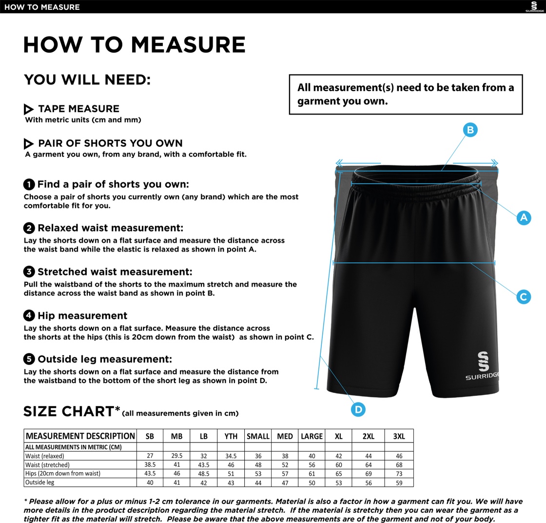 Blade Shorts - Navy - Size Guide